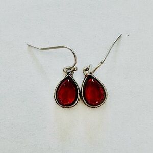 Elegant Red and Silver Crystal Earrings